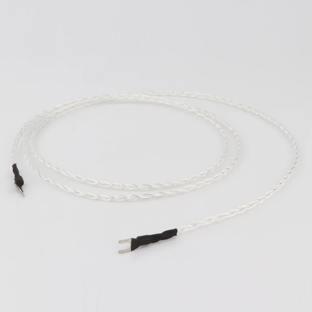 

Preffair Hi-End OFC Silver Plated Jumper Cable Speaker Jumper Wire with Silver Plated Y Spade plug hifi bridge cable