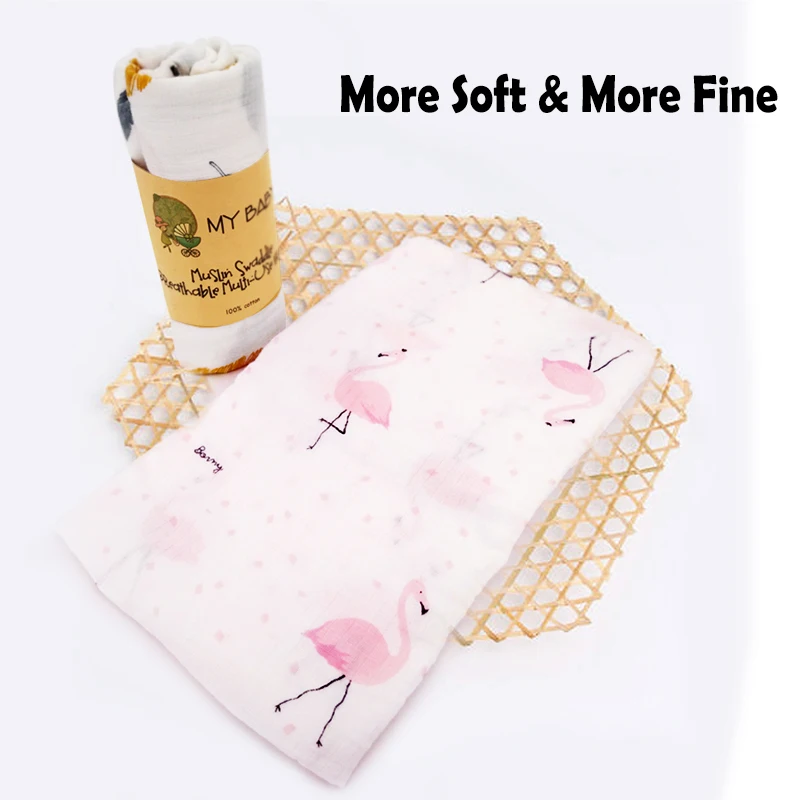 Flamingo 1 шт., муслин, хлопок, детские пеленки, мягкие одеяла для новорожденных, для ванны, марля, Детская накидка, спальный мешок, чехол для коляски, игровой коврик, Детская ванна - Цвет: Flamingo
