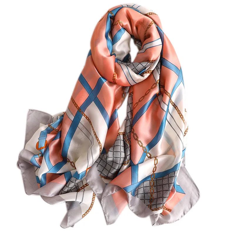 

Luxury Brand Silk Scarf Women Simple Letter Print Shawls and Wraps Fashion Long Large Pashmina Ladies Sunscreen Scarfs Hijab