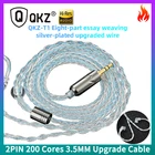 Оригинальный QKZ T1 8-жильный 200 ядер кабель для обновления наушников 2PIN 0,75 мм 3,5 мм OFC медный посеребренный аудио кабель для замены