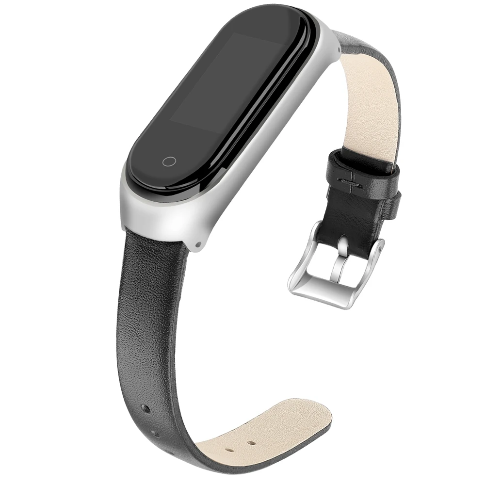 Браслет для Mi Band 4, кожаный браслет с металлической оправой, браслет для Xiaomi Mi, 4, ремешок на запястье Miband, 3 ремешка, умные аксессуары