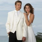 Свадебные костюмы, пляжные смокинги для жениха, 3 предмета (пиджак + брюки + жилет), мужские костюмы для жениха блейзер