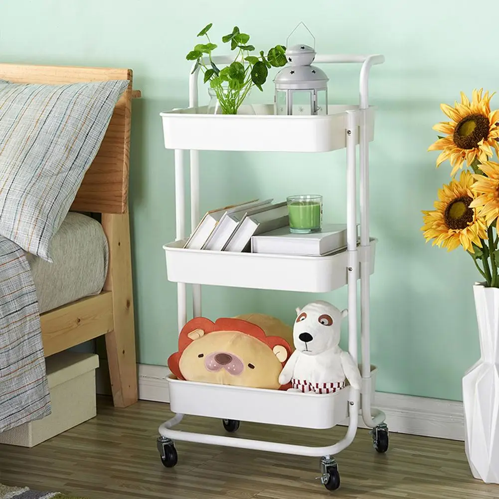 

3-Tier Slim Storage Cart Mobile Shelving Unit Organizer Slide Out Storage Rolling Utility Cart Rack for Kitchen Bathroom
