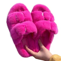 2021 ladies slippers luxury designer brand shoes ladies 100 mink fur slippers womens home slippers plush womens flat shoes