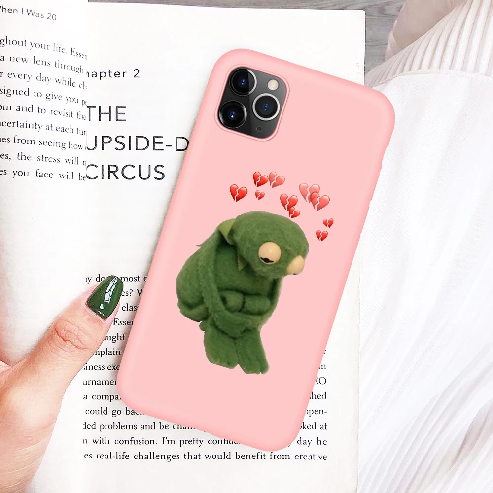 Мягкий силиконовый чехол Kermit Meme для iphone 6/6s 6Plus/6SPlus 7/8 7Plus/8Plus X XS XR XSMax 11pro Pink matte co |