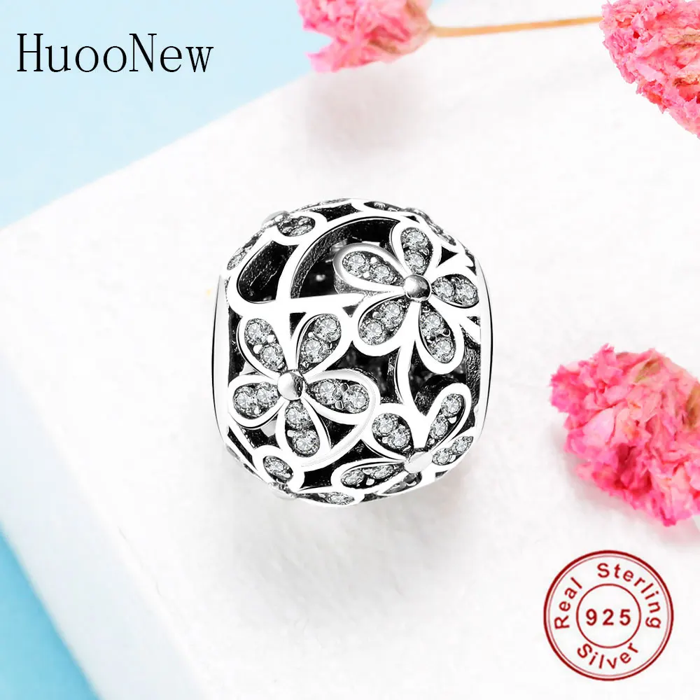 Подходят для оригинального браслета-талисмана четкий CZ пять лепестков Цветочные