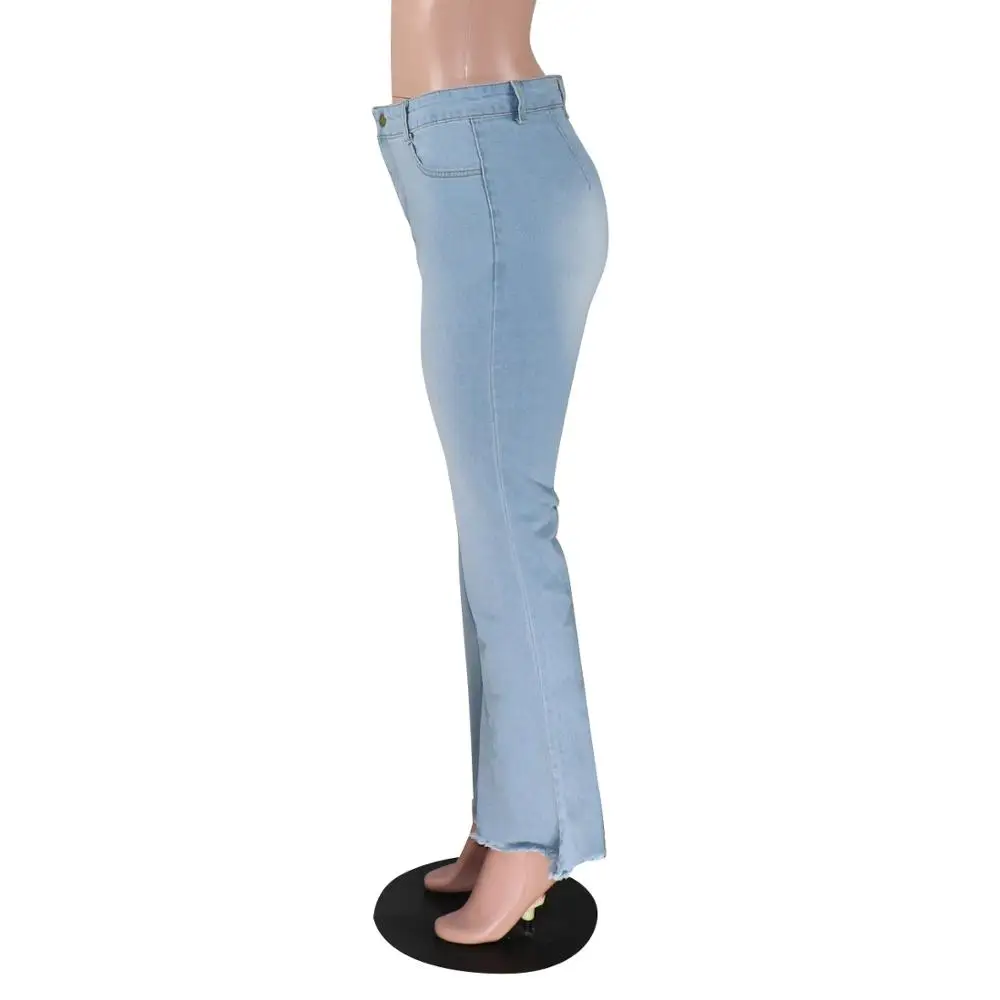 Женские длинные джинсы с высокой талией на молнии оборками Лоскутная модель GLM5088