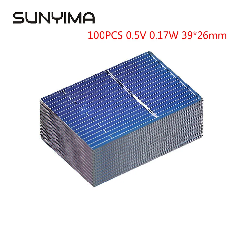 SUNYIMA 100 шт. 0 5 V 17 W поликристаллическая панель солнечных батарей 39*26 мм Мини