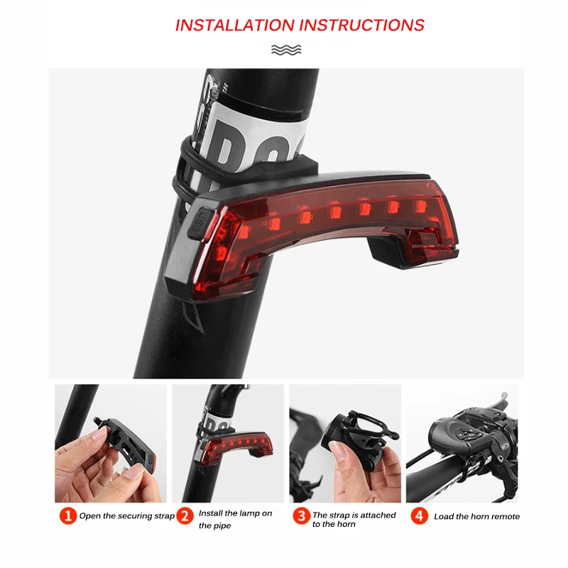 Велосипедный фонарь USB Перезаряжаемый велосипед аксессуары Предупреждение