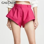 Шорты GALCAUR женские с завышенной талией, однотонные свободные короткие штаны на молнии, модная одежда больших размеров, лето 2021