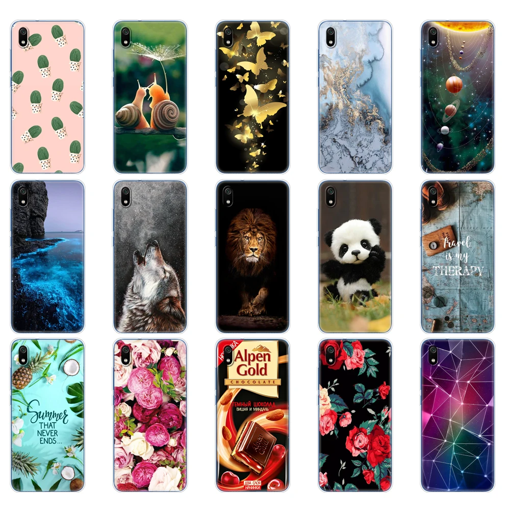 For Xiaomi Redmi 7A Case Painted Silicon Soft TPU Back Phone Cover for redmi 7 a case hongmi 7a Full 360 Protective Coque Bumper