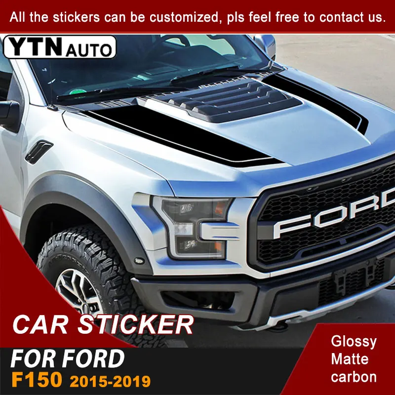 PVC Car Sticker Hood Scoop Stripe Racing Graphic Vinyl Bonnet Car Decal Accessories For Ford F150 2015 2016 2017 2018 2019