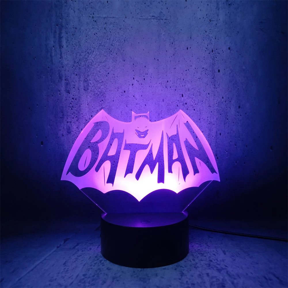 Светодиодный светильник с Бэтменом DC мультяшный Ночной темная рыцарская лампа