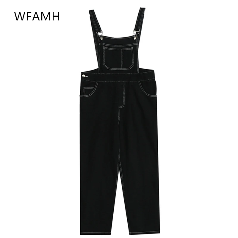 Black Denim Wide-leg Jumpsuit 2023 Spring And Summer New College Style Pocket One-piece Trousers Plus Size Women's Clothing