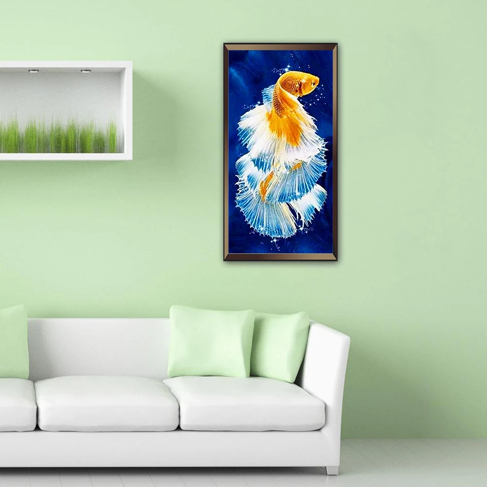 Алмазная 5D картина с рыбками сделай сам круглая вышивка Koi Fish мозаика в виде