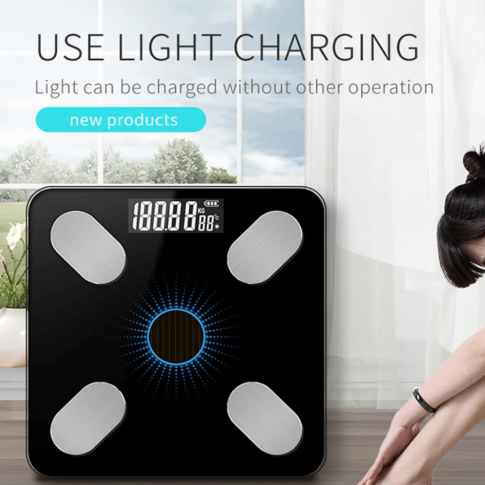 

Solar-Power Body Fat Scales intelligent Weight Scale High Precision Gift for Family Body Health Care APP