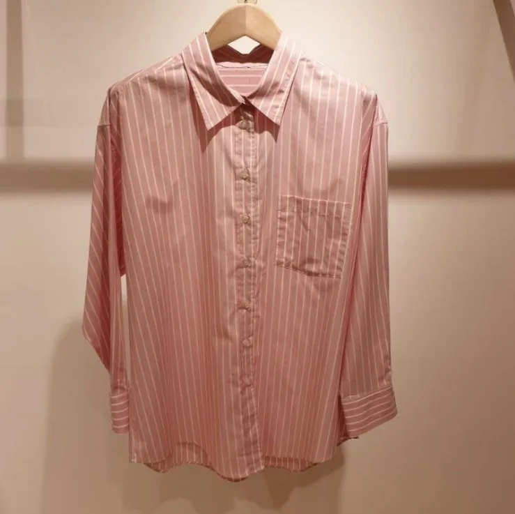 

Women's Striped Blouse and Shirt Long Sleeve Turn-down Collar Casual Spring Autumn Top