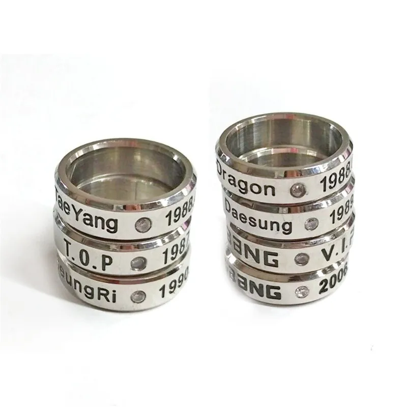

Free Shipping Kpop Bigbang Members G-DRAGON TOP T.O.P Daesung Rings For Women With Chain Free Size 7# Anillos