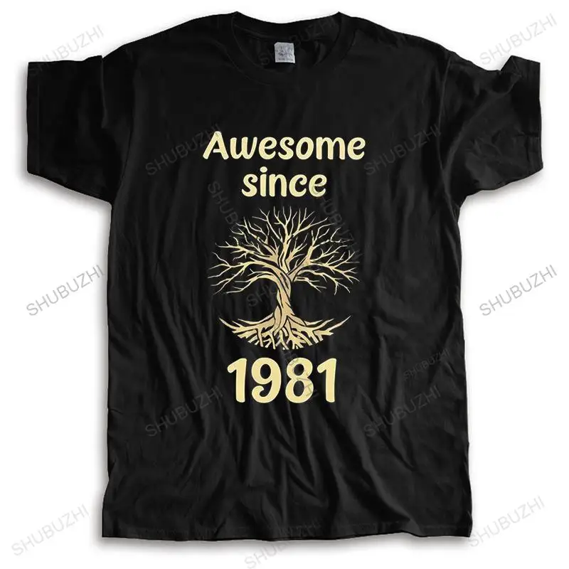 Cool Year Tree Of Life 1981 T Shirt Men Short Sleeves 100% Cotton T-shirt Graphic 40th Birthday Tee Tops Tshirt Clothing | Мужская