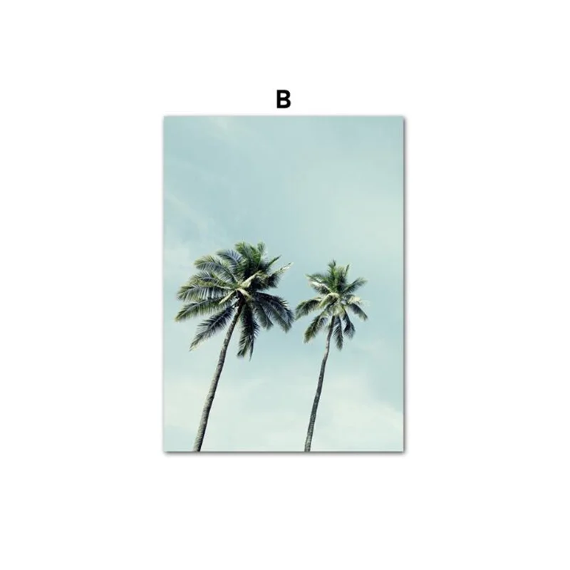 Голубое море небо Пальма пейзаж настенная живопись холст скандинавские постеры