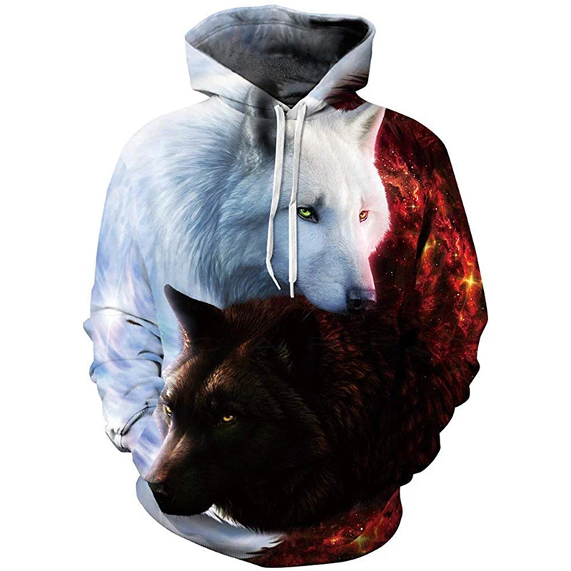 

2020 3D Blue Flame Wolf Head Plus Size Men Hoodie Sweatshirt Hombre Sudaderas Con Capucha Stranger Things Clothing Moletom 6XL