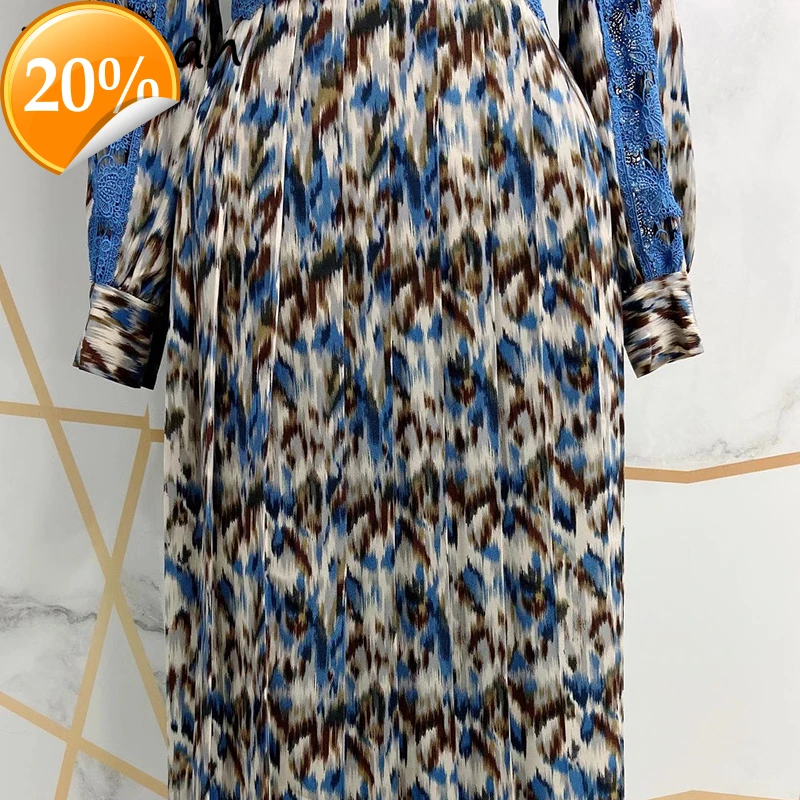 

Spring Women Fashion Runway Party Midi Dress Latery Shell Bow Top High Tail Printed Ladies Plissee Vestidos