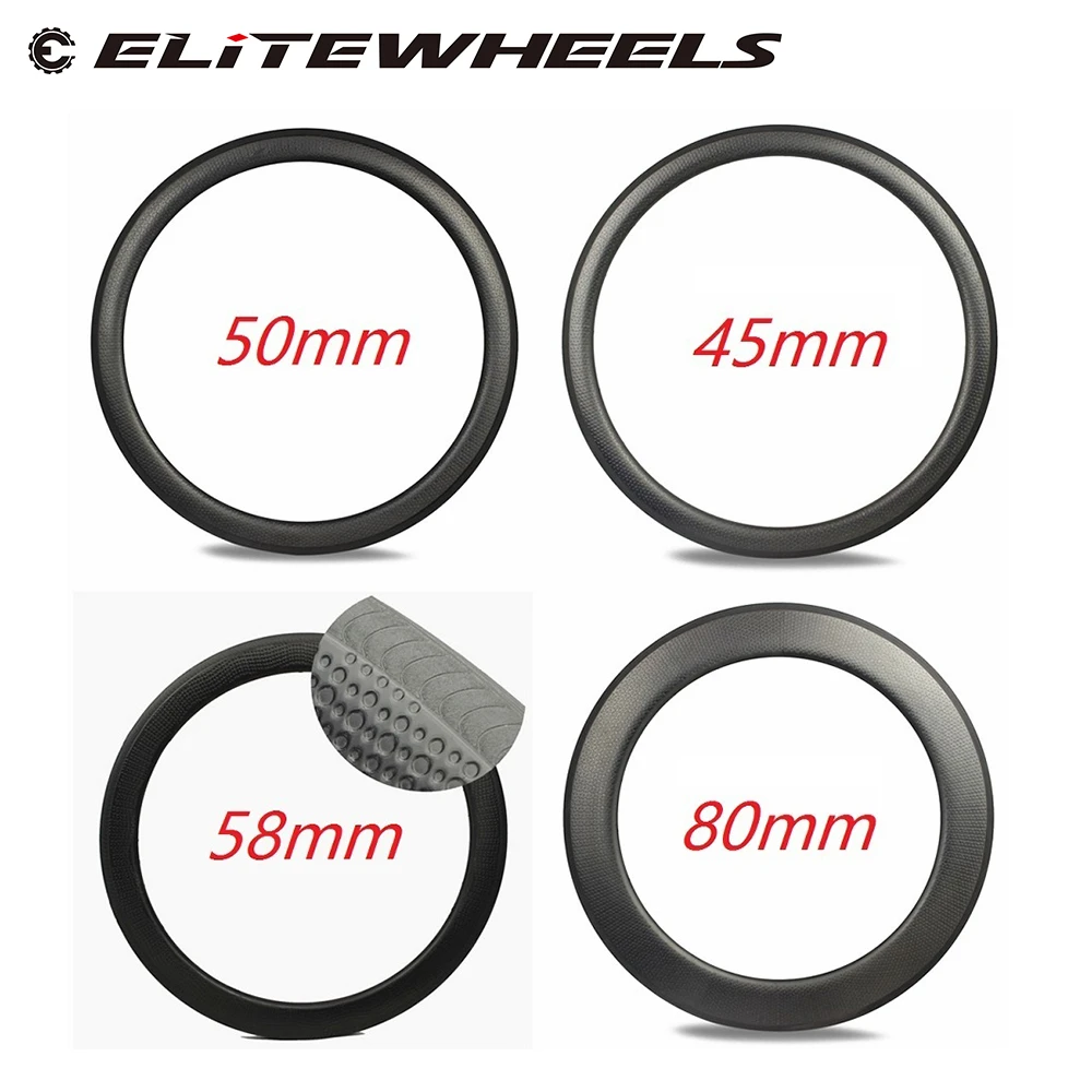 ELITEWHEELS Углеродные Диски Dimple 45 мм 50 58 80 Глубина углеродного волокна Golf Surfce для