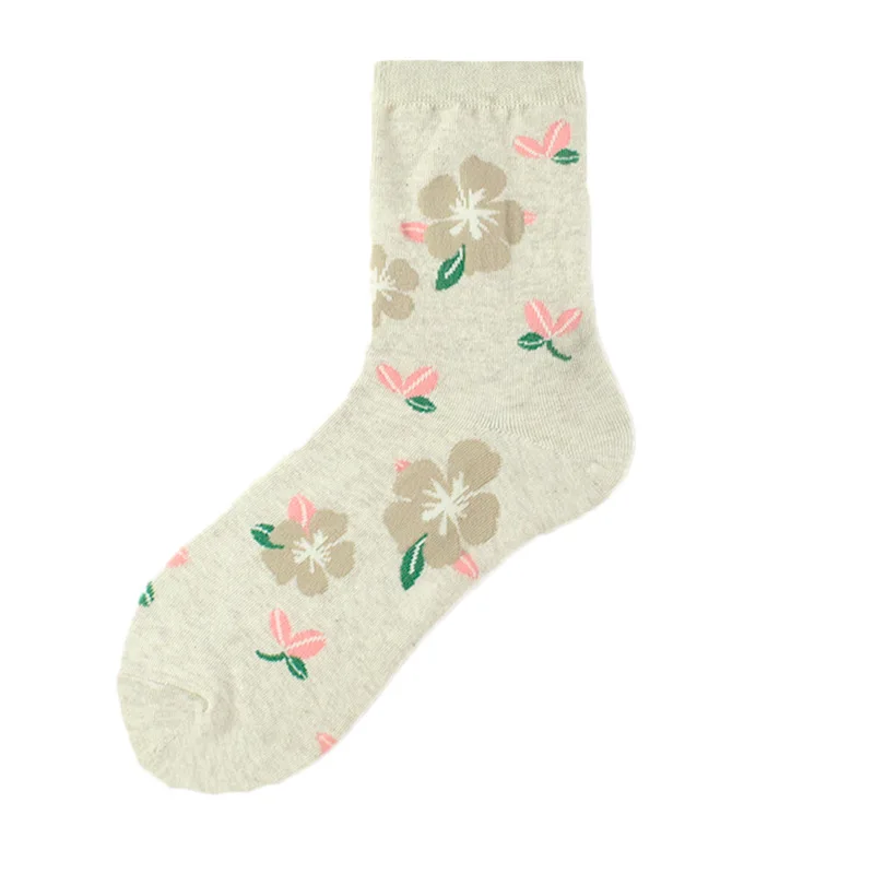 

Novelty Women's Socks Cotton Retro Flower Socks Japanese Fashion Happy Casual Long Socks For Female High Quality Soft Sox Girls