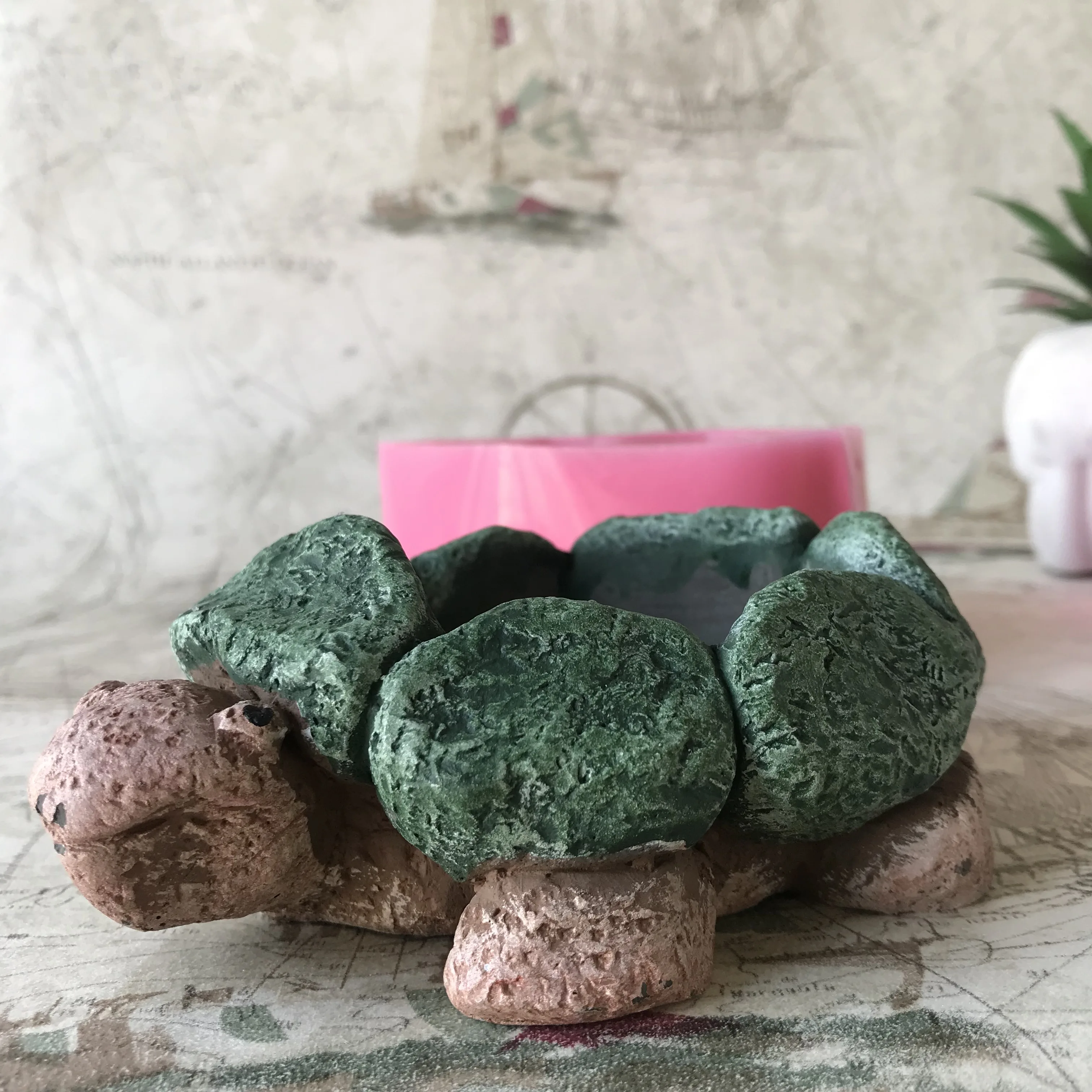 

Stone Turtle Silicone Concrete Flower Pot Mould 3D Resin Plaster Vase Making Molds DIY Cake Baking Tools