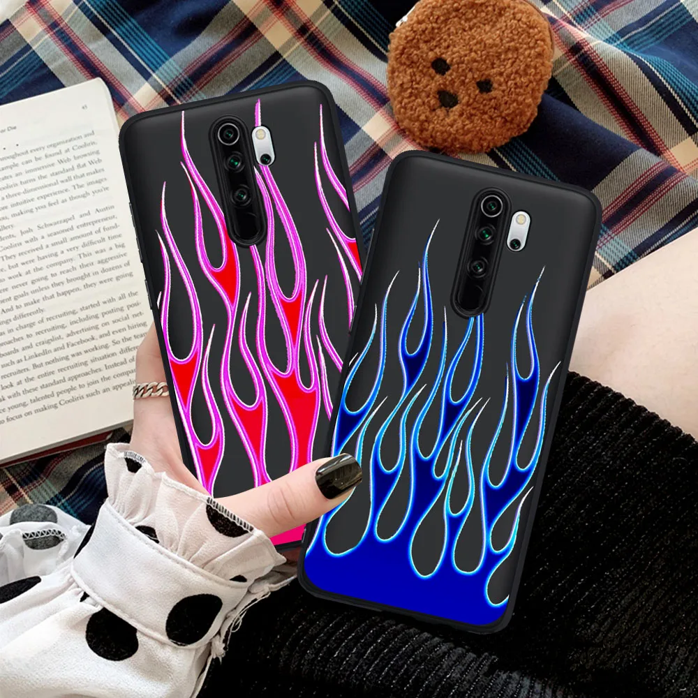 

Fashion Red Green Flame Fire Phone Case Soft TPU cover For Xiaomi Redmi Note 5 6 pro 7 8 9 Pro Mi 9T Pro K20 Pro Coque Fundas