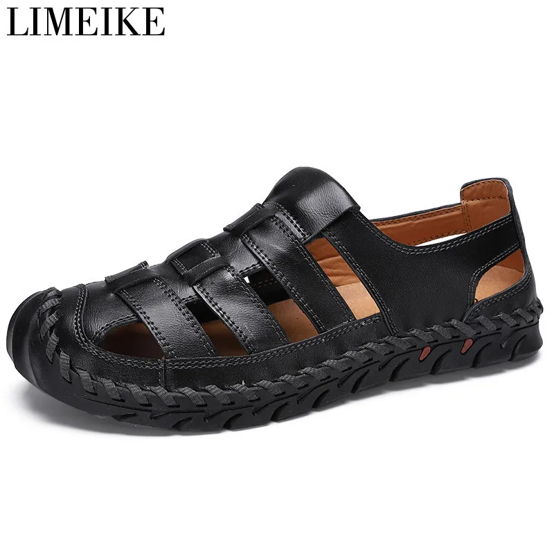 Сандалии мужские из натуральной кожи легкие удобные Повседневная Уличная обувь