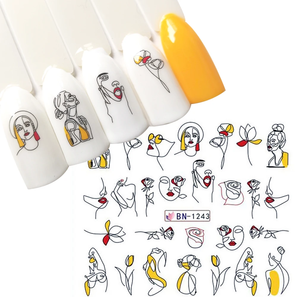 

1pcs Black Russian Letter Word Nail Stickers Line Sexy Girl Nail Decals Tattoos Sliders Water Transfer Stickers Manicure 2019