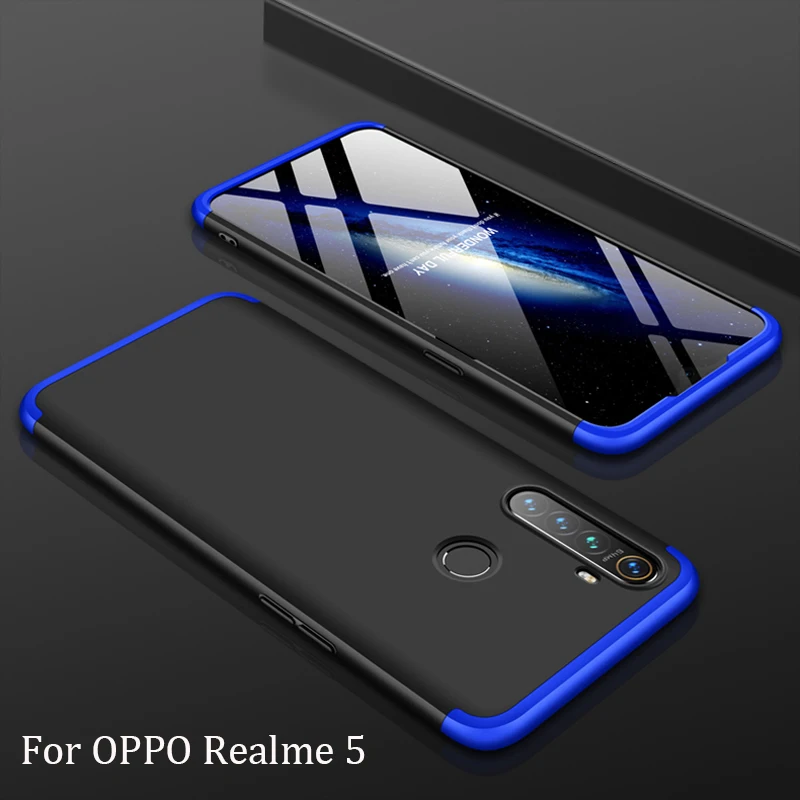 

360 Full Protection Hard PC Case For OPPO Realme 5 Cover shockproof case For OPPO Realme 5 Realme5 Phone case + glass Film
