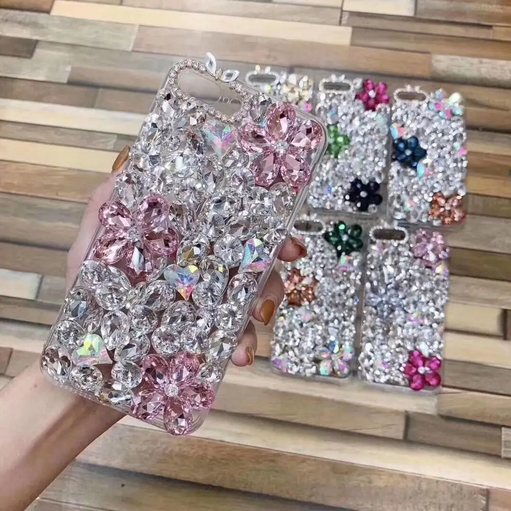 Handmade Phone Case +Strap Diamond Flower TPU+PC Cover for Samsung J3 J5 2015 J7 2018 J510 J710 J330 J530 J5PRO J730 J7PRO |