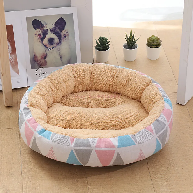 

Warm Comfortable Double Filled Lovely Round Shape Cashmere Pet Nest Bed House