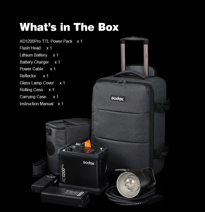 Вспысветильник для фотостудии Godox AD1200Pro AD1200 Pro 2 4 Вт 1/8000 ГГц TTL 5600 HSS 40