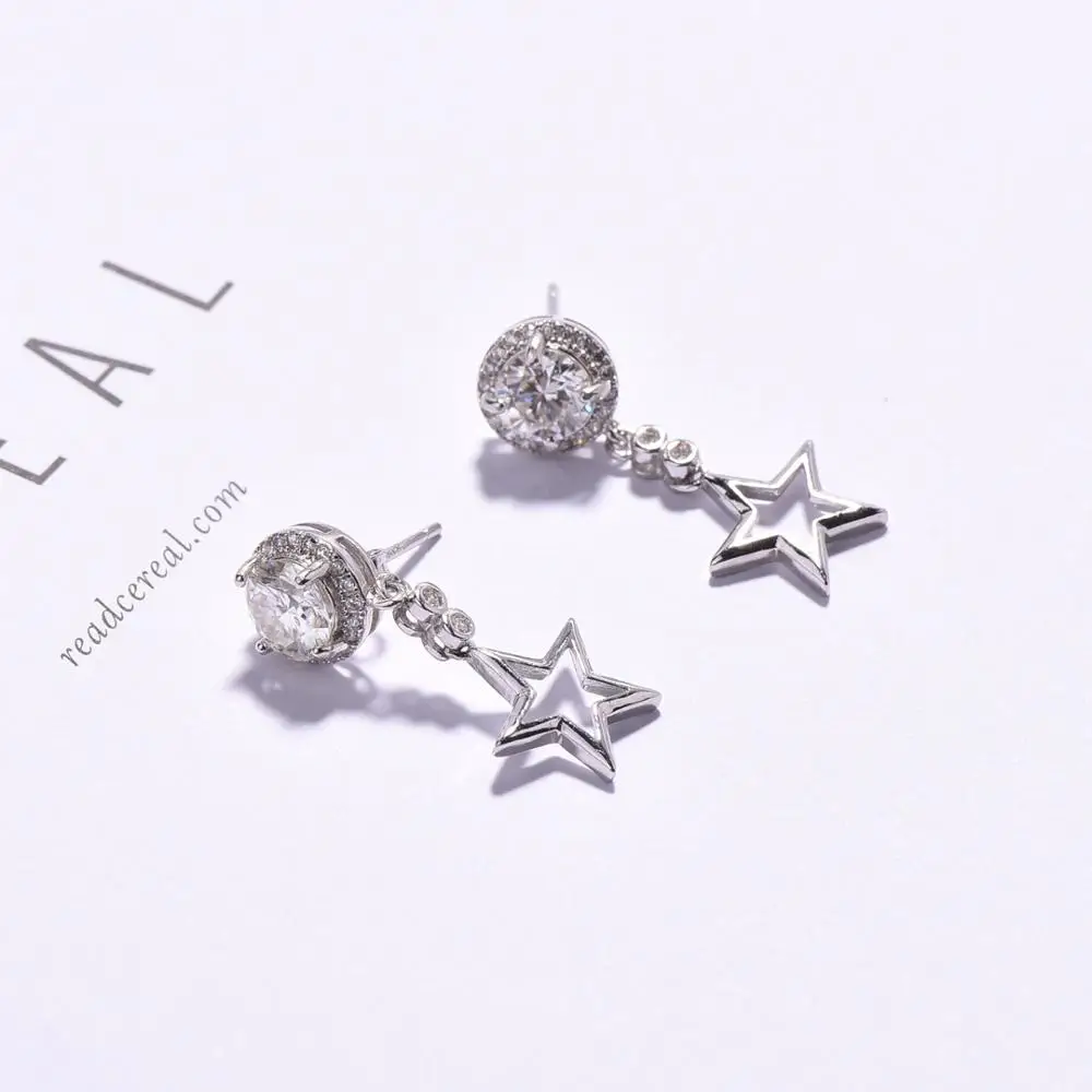 Серьги пусеты с бриллиантами 2 карата 1 карат D Moissanite Star серебро 925 пробы корейские