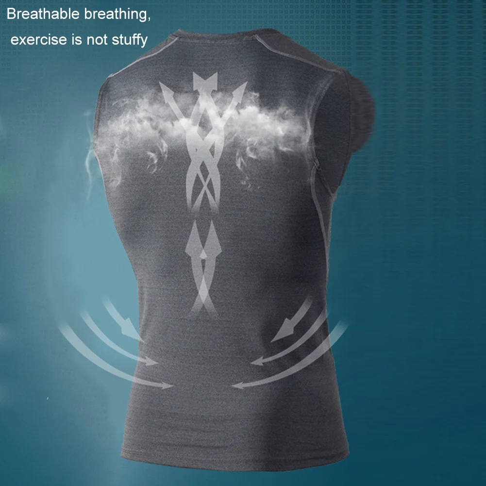 Мужская спортивная компрессионная майка без рукавов базовая эластичная