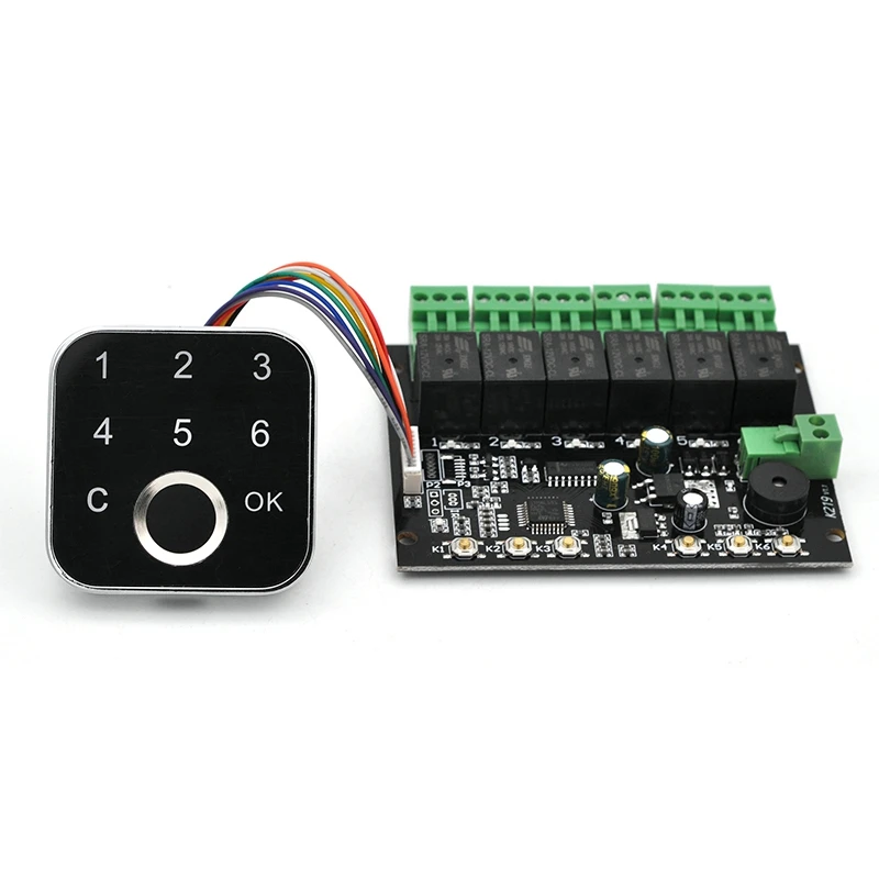 

Top Deals K219-B+G16 DC12V Admin/User Password Fingerprint Control Board With 6 Relays For Door Access Control System