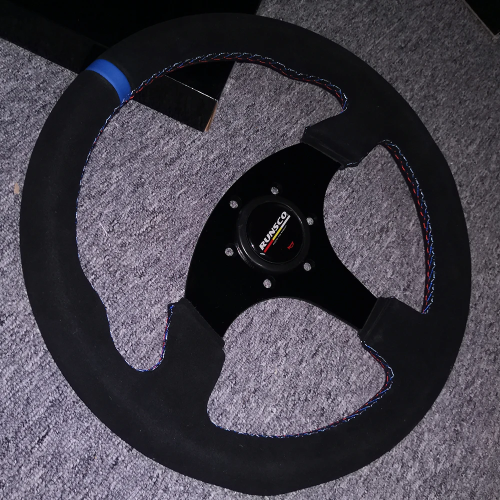 

Рулевое колесо 330 мм, плоское замшевое гоночное Рулевое колесо для дрифта, универсальное 13 дюймов