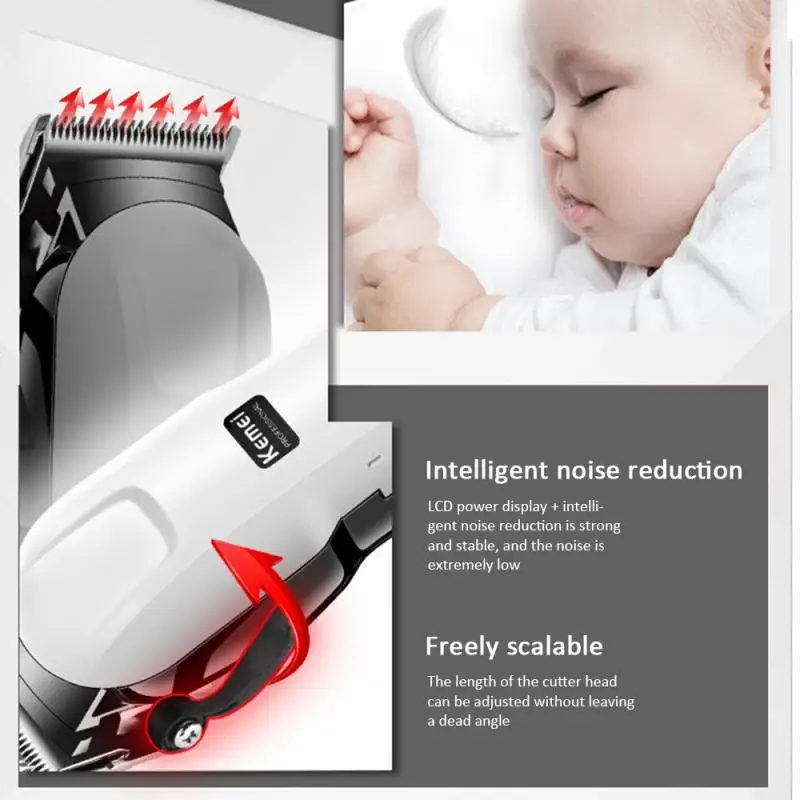 KEMEI Профессиональная Мужская аккумуляторная машинка для стрижки волос с