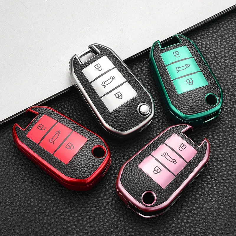 TPU Car Key Case For Peugeot 508 308 208 2008 Citroen C4 Cactus Opel Corsa 3 Buttons Folding Remote Control Fobs Protector Cover images - 6
