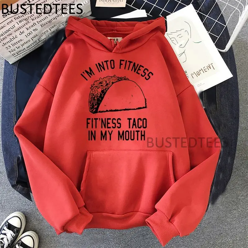 

Fitness Taco Print Hoodies Streetwear Hip Hop Hoodies Harajuku Women Hoodies Hipster Cool Graphic Long Sleeve Tops Pullovers