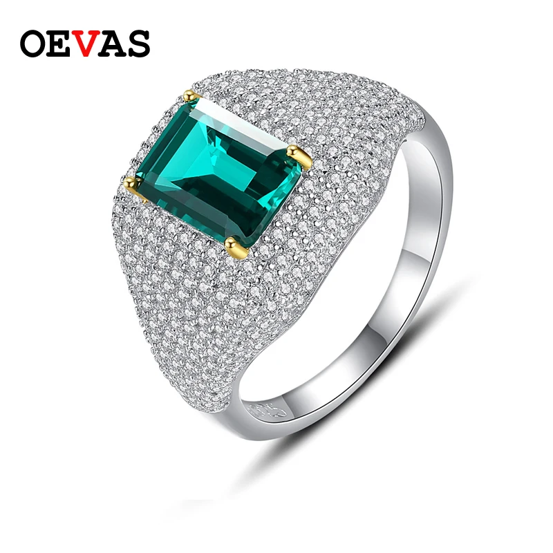 OEVAS Твердые 925 серебряные кольца для женщин блеск полный Циркон искусственный