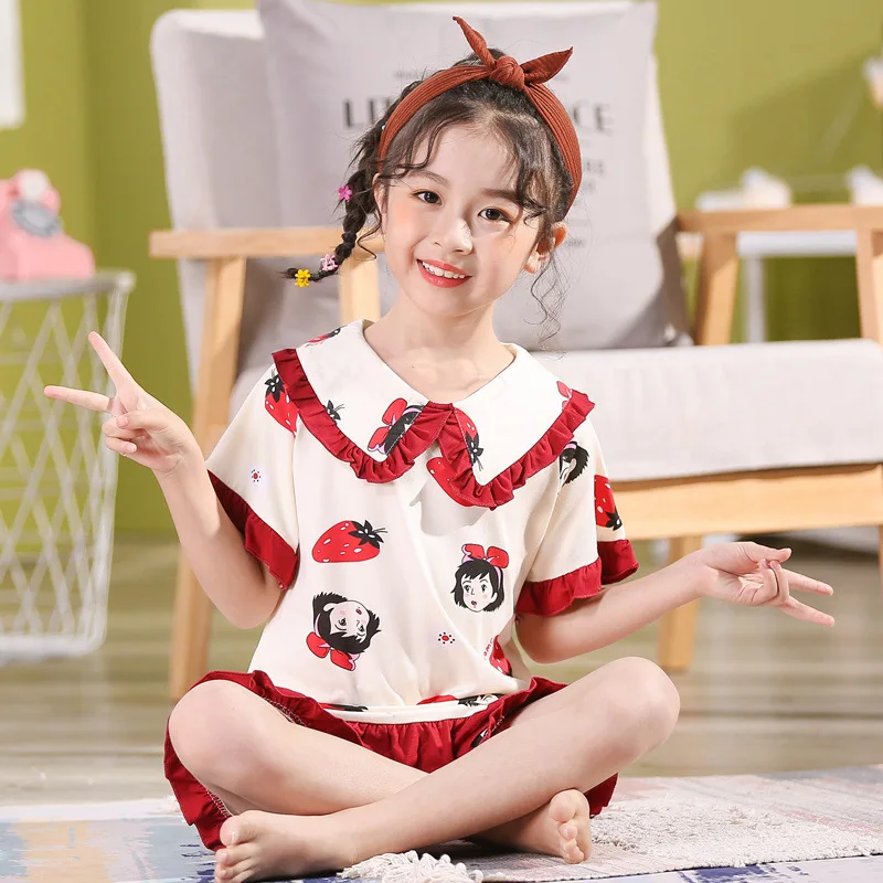 SIMISI/детский пижамный комплект с рисунком отложным воротником пижамы из