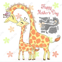 cute giraffe happy mothers day new metal cutting dies stencils for making scrapbooking album birthday card embossing cut dies