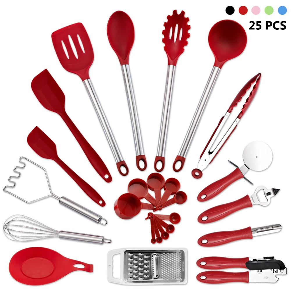 Набор кухонной утвари 25 шт. кухонные принадлежности силиконовая и нержавеющая