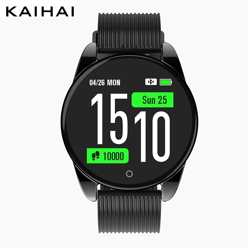 Black silica watch KAIHAI часы с Умной электроникой, дистанционное управление, секундомер, водонепроницаемые Смарт-часы для плавания часы с функцией измерения пульса, для мужчин, для сна, фитнес-трекер, музыкальный будильник - Цвет: Black silica watch