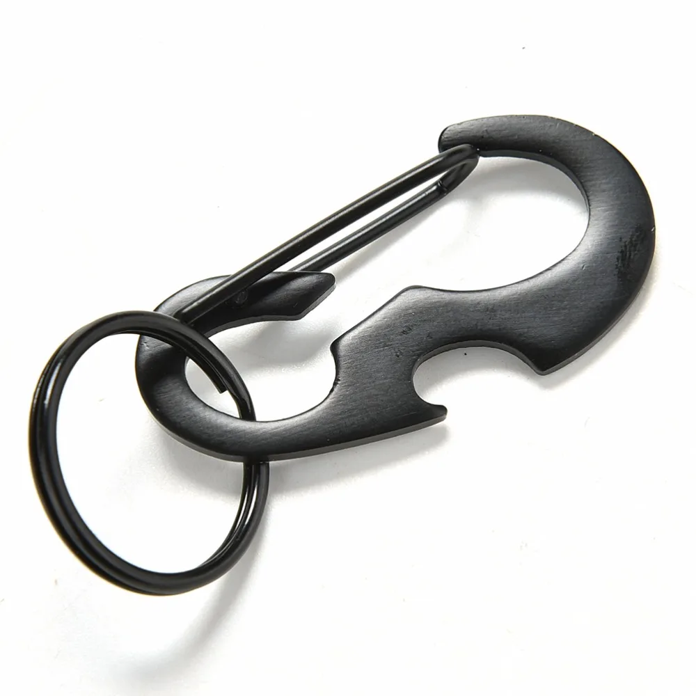 

1Pc Multifunctional Stainless Steel D Carabiner Bottle Opener Strong Spring Hook Buckle Keychain Outdoor Survival Tools