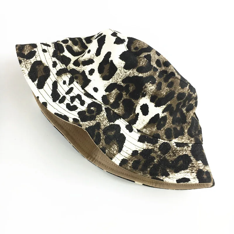 

New Ins Leopard Print Retro Fisherman Hat Men and Women Street Casual Hip-hop Double-sided Visor Hat